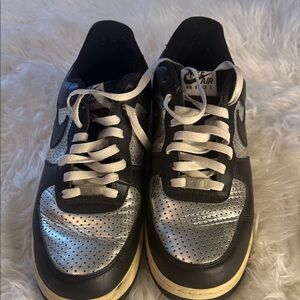 Nike Air Force 1 Black and Metallic Sneakers